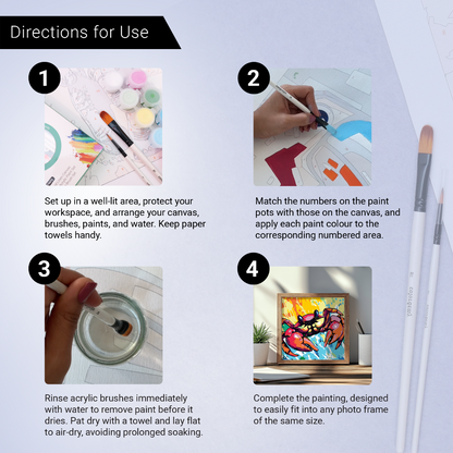 2-in-1 Paint by Numbers Kit - Rolled Canvases (20x25cm & 20x20cm), 16 Colours (Sea Life - Crab)
