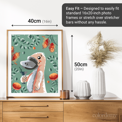 40x50cm Paint by Numbers Kit: Cool Platypus: Minimalist with Leafy Background