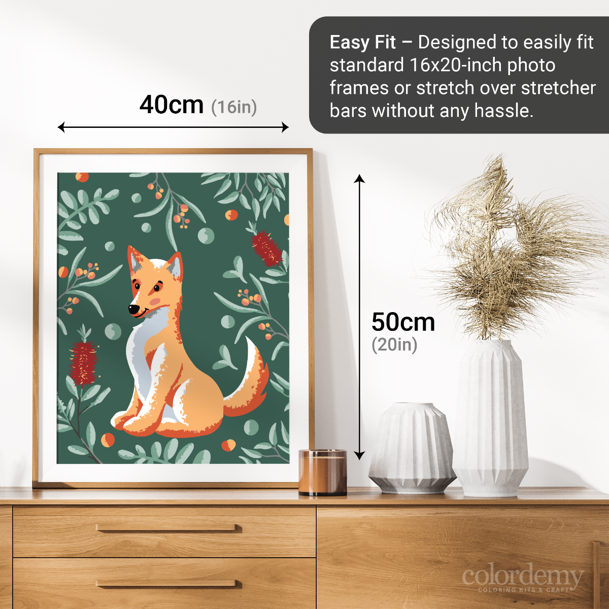 40x50cm Paint by Numbers kit: Leafy Outback: Simple Dingo