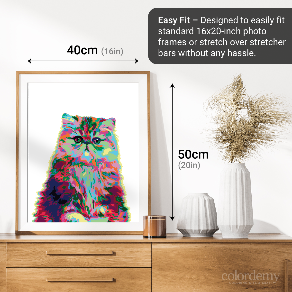 40x50cm Paint by Numbers kit:  Elegance Unleashed: Abstract Persian Cat