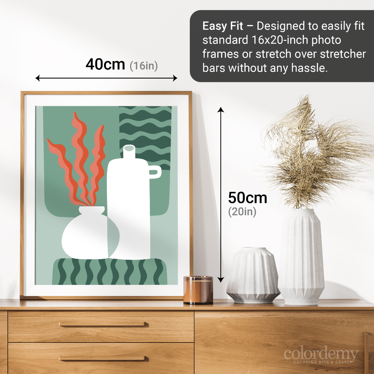 40x50cm Paint by Numbers Kit: Minimalist Elegance: White Vase with Wavy Red Plant