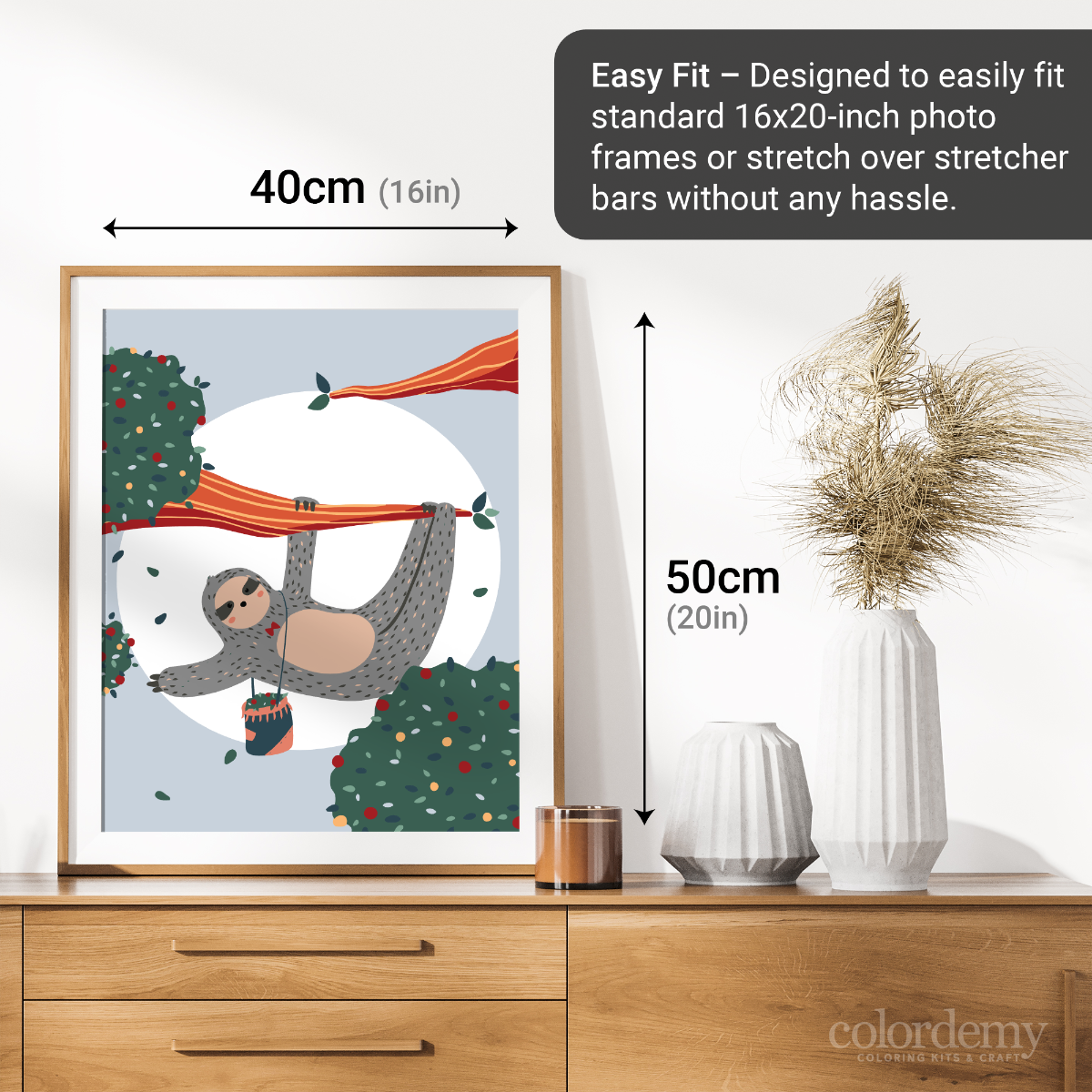 40x50cm Paint by Numbers Kit: Tranquil Balance: Simple Sloth on a Tree