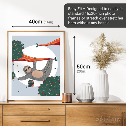 40x50cm Paint by Numbers Kit: Tranquil Balance: Simple Sloth on a Tree