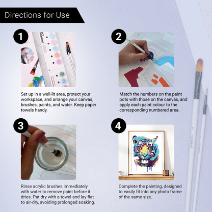 40x50cm Paint by Numbers Kit: Vibrant Roar: Abstract Tiger Portrait Paint by Numbers Kit!