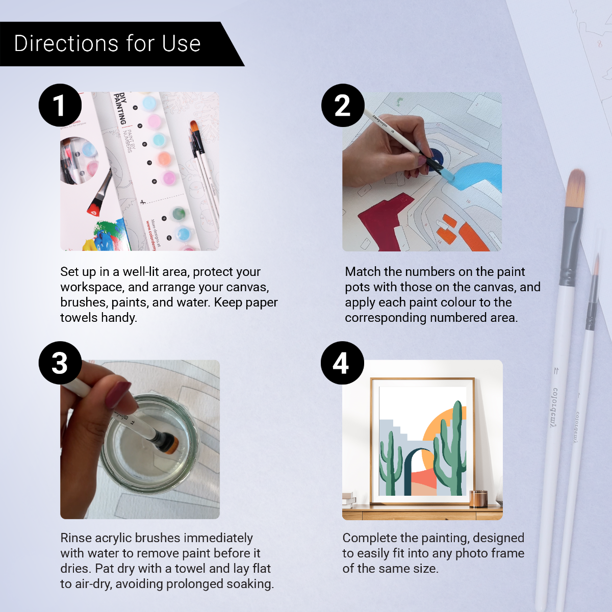 40x50cm Paint by Numbers Kit:  Desert Solitude: Minimalist Cactus and Stone Structure