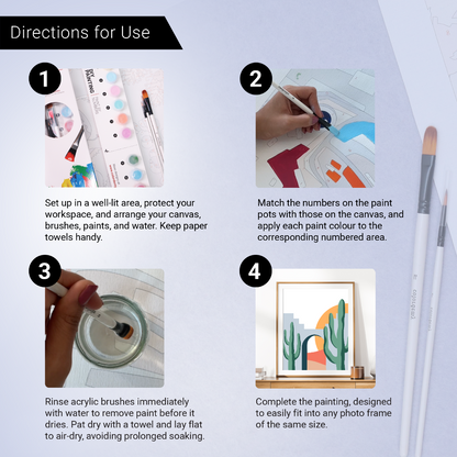 40x50cm Paint by Numbers Kit:  Desert Solitude: Minimalist Cactus and Stone Structure