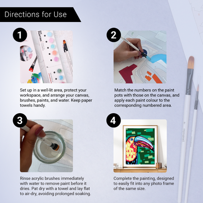 40x50cm Paint by Numbers Kit:  Tropical Radiance: Vibrant Toucan