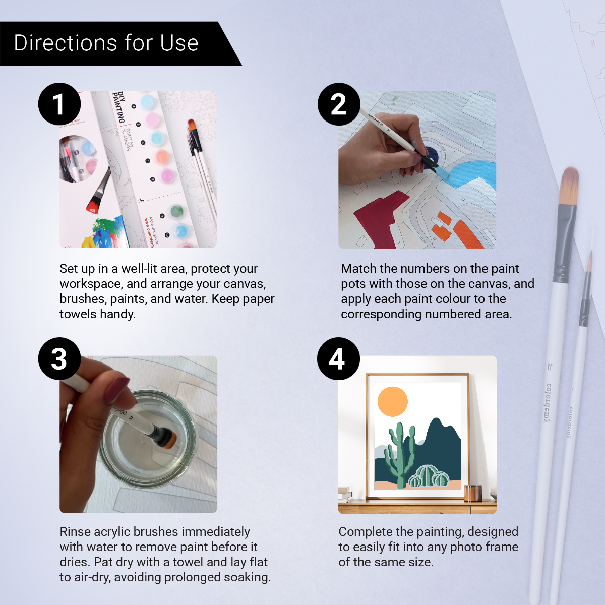 40x50cm Paint by Numbers Kit: Desert Harmony: Minimalist Saguaro and Golden Barrel Cactus