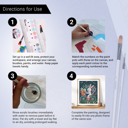 40x50cm Paint by Numbers Kit: Whimsical Wheels - Rabbit's Floral Joy Ride