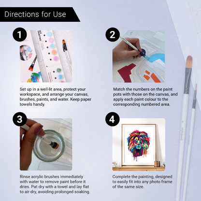 40x50cm Paint by Numbers Kit: Majestic Mane: Abstract Lion Portrait Paint by Numbers Kit!