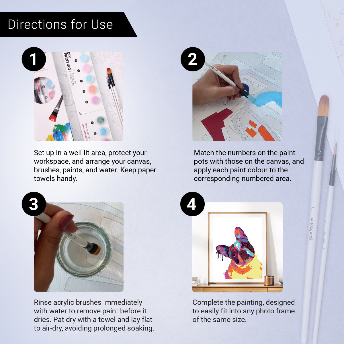 40x50cm Paint by Numbers Kit: Frenchie Fusion: Abstract French Bulldog