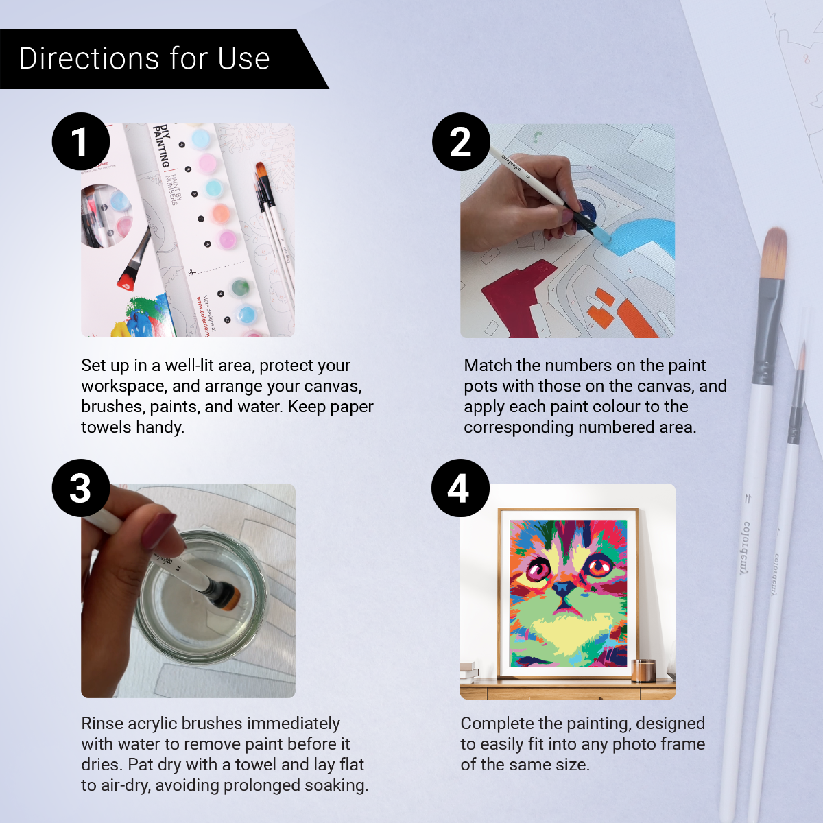 40x50cm Paint by Numbers kit: Mystical Whiskers: Closeup Abstract Cat Face