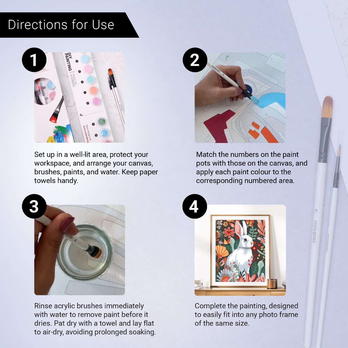 40x50cm Paint by Numbers Kit: Floral Elegance - White Rabbit Portrait