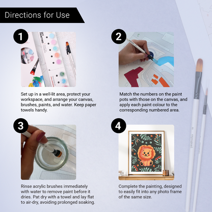 40x50cm Paint by Numbers Kit: Lion's Paradise: Cute Lion with Floral Elegance