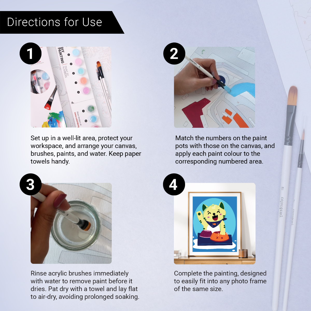 40x50cm Paint by Numbers Kit: Purrfect Rhythm: Cat Drumming Cat Bowls