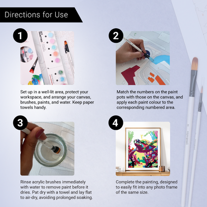 40x50cm Paint by Numbers Kit - Rolled Canvases, 16 Colours (Abstract Wild Collection - Sea Turtle)