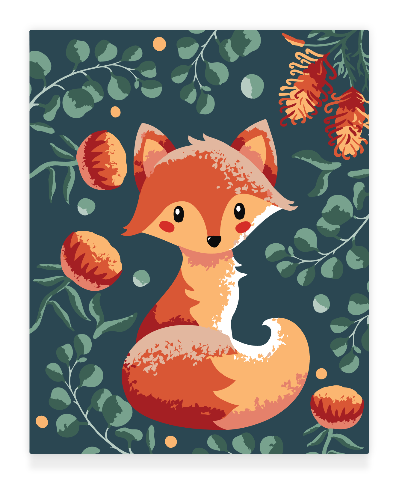 40x50cm Paint by Numbers Kit: Fox's Haven: Cute Fox with Leafy Background