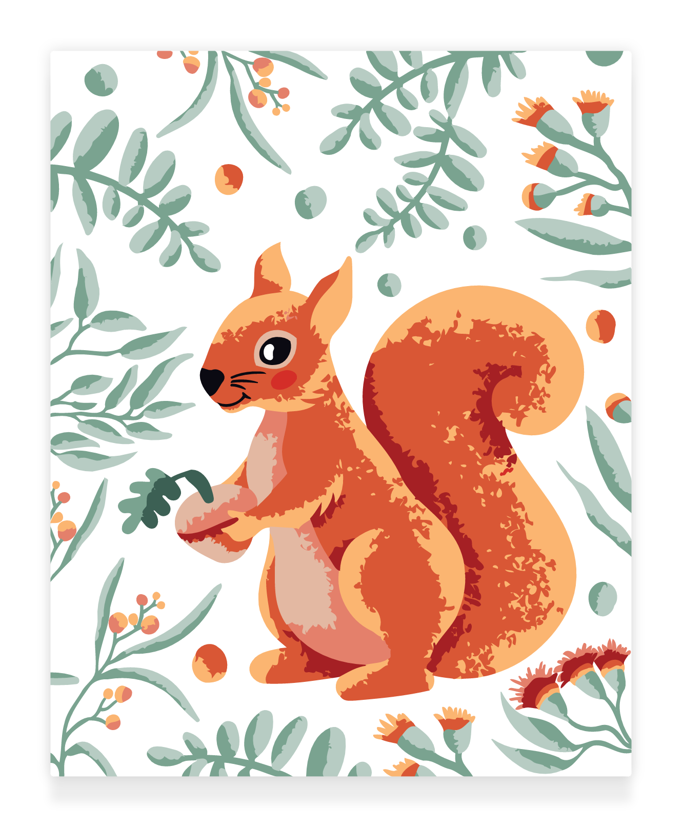 40x50cm Paint by Numbers Kit: Woodland Whimsy: Squirrel with Leafy Background