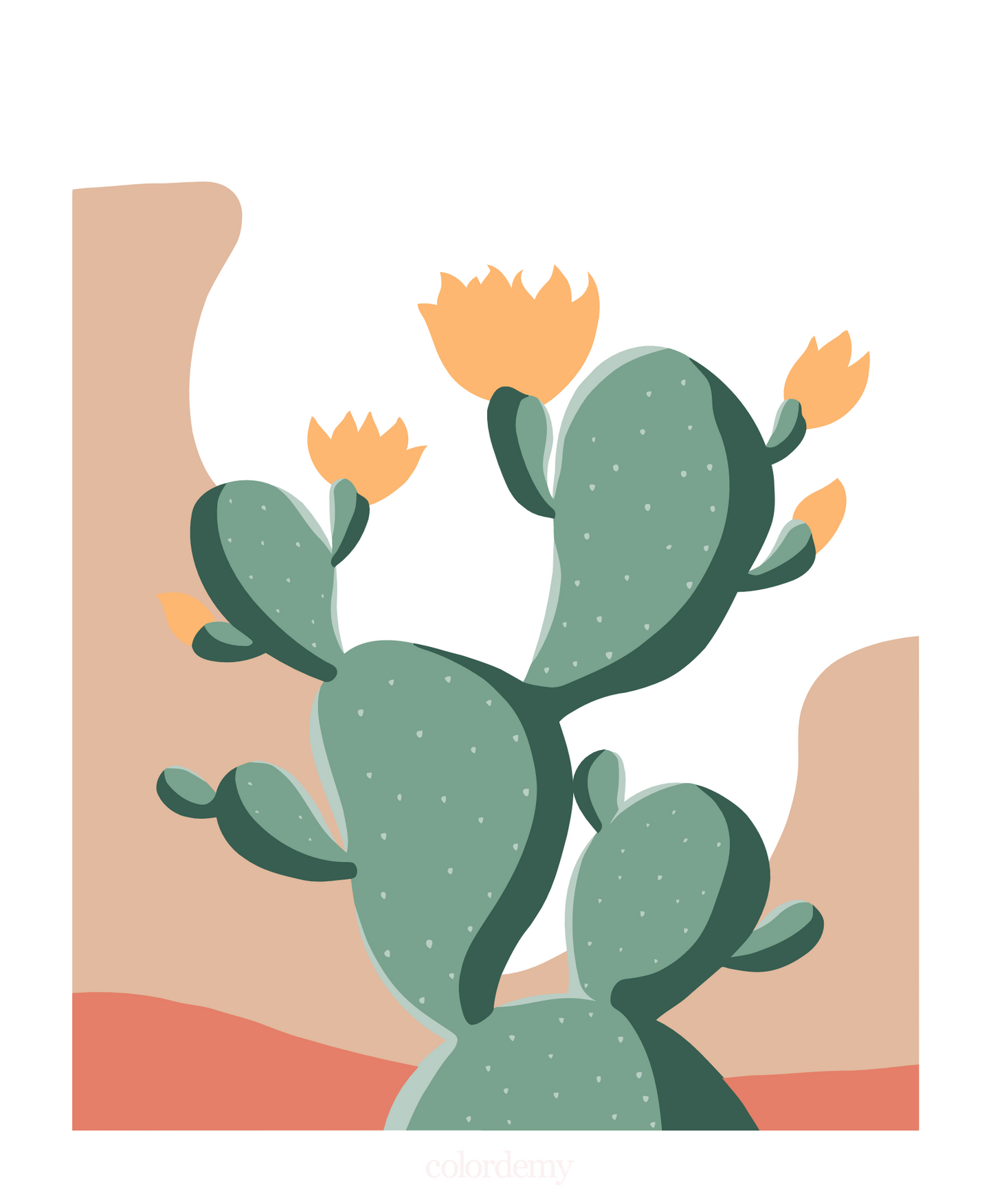 40x50cm Paint by Numbers Kit: Desert Elegance: Minimalist Warm Cactus