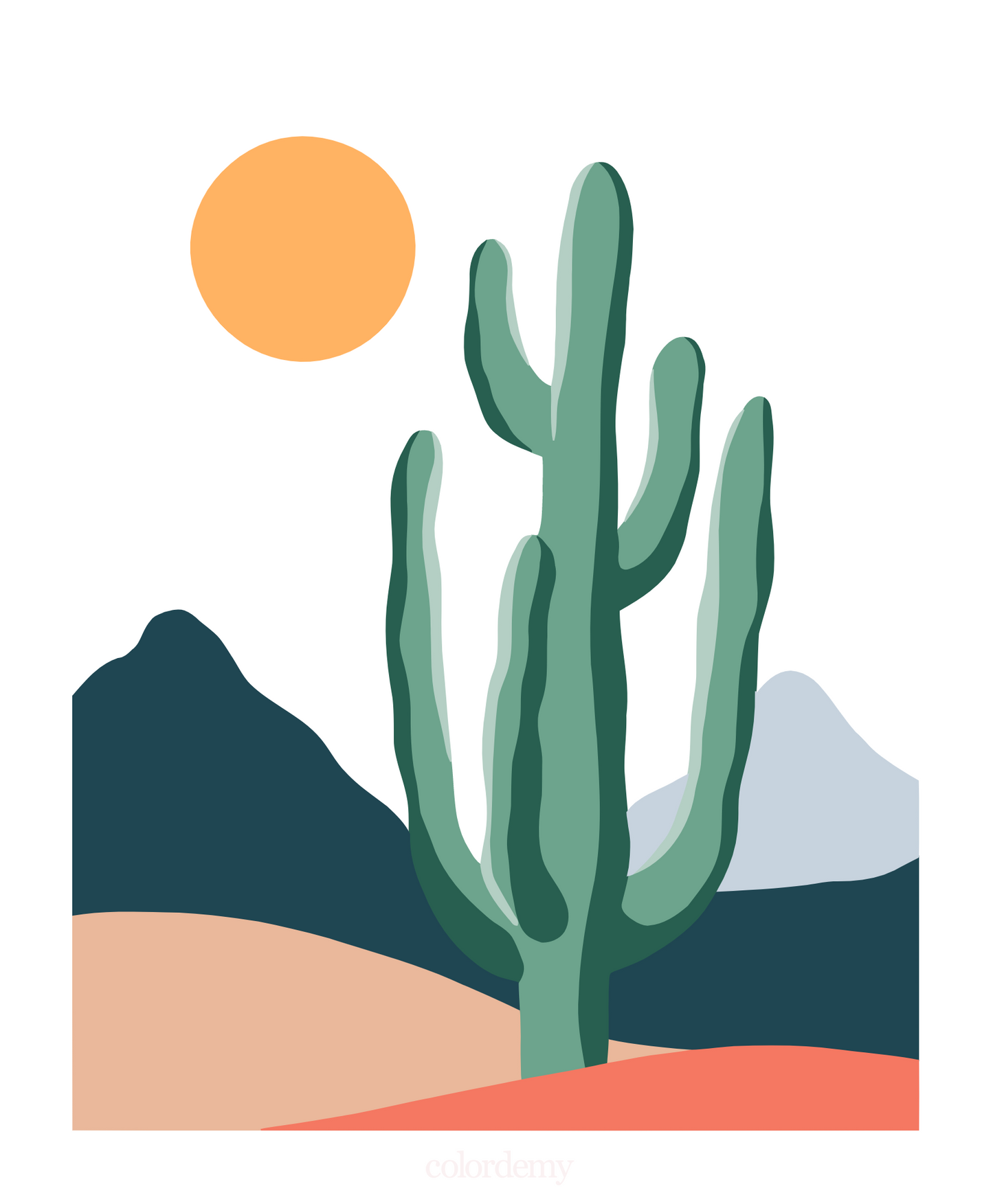 40x50cm Paint by Numbers Kit: Minimalist Desert: Tall Cactus