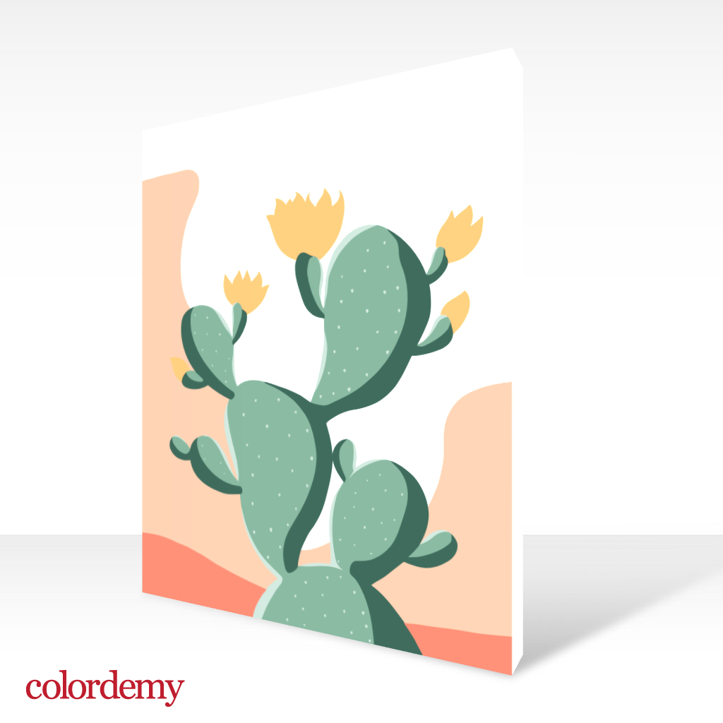 40x50cm Paint by Numbers Kit: Desert Elegance: Minimalist Warm Cactus