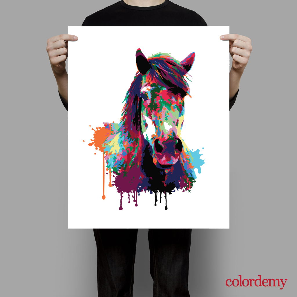 iKustar Paint by Numbers DIY Acrylic Painting Kits On Canvas for Kids &  Adults Beginner 16 W x 20 L Running Horse Pattern Horse 16Wx20L-Frameless