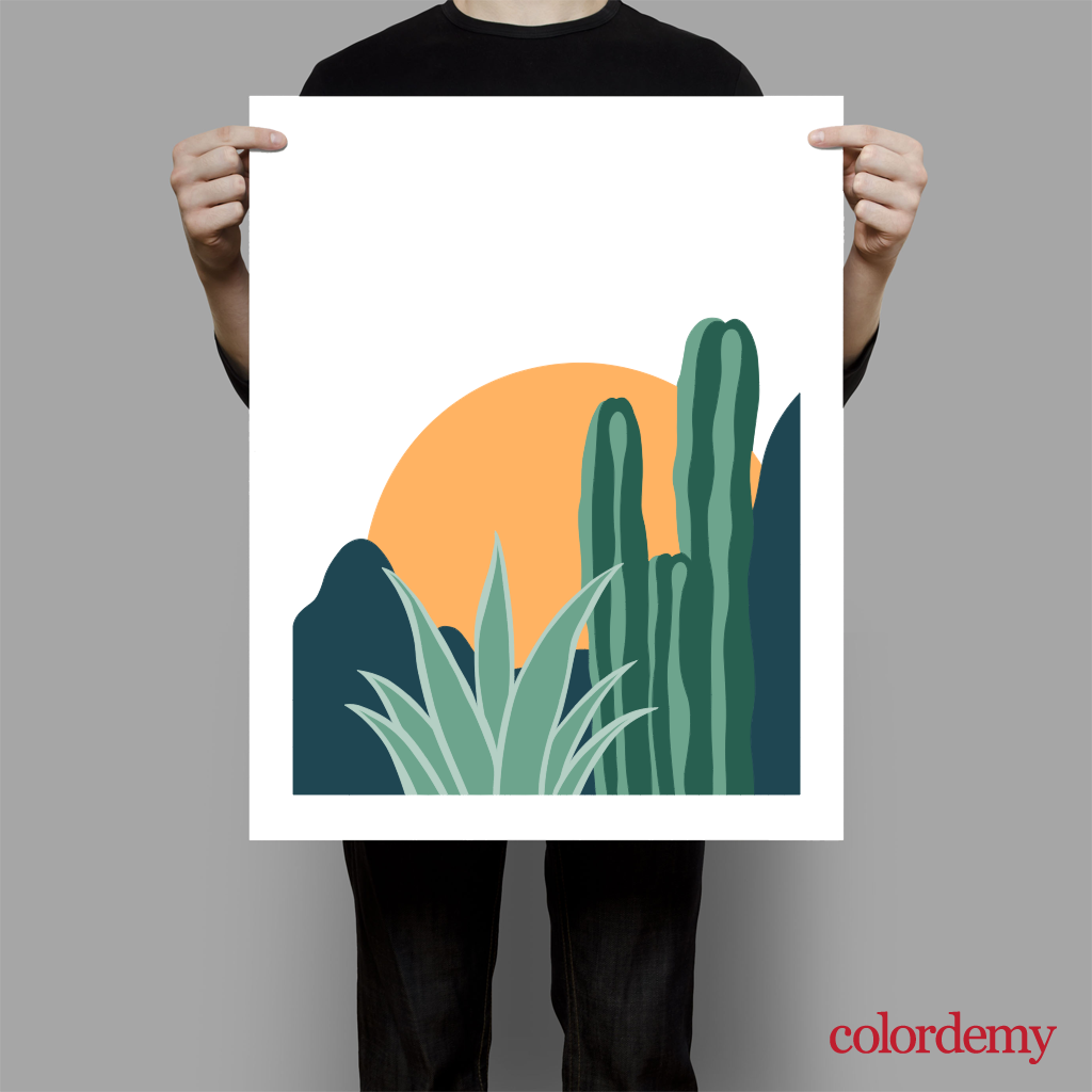 40x50cm Paint by Numbers Kit: Desert Elegance: Minimalist Desert Plants