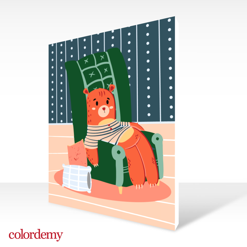 40x50cm Paint by Numbers kit: Cosy Corner: Lazy Bear on a Chair