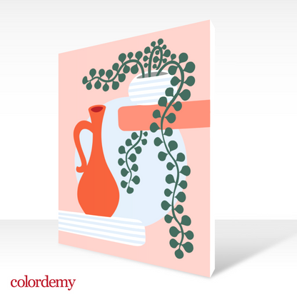 40x50cm Paint by Numbers Kit: Botanical Simplicity: Minimalist Red Vase and Round Pot