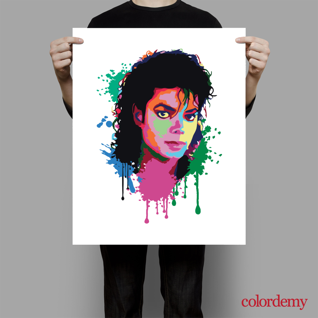 40x50cm Paint by Numbers Kit:  Musical Legacy: Michael Jackson Abstract Splash Art