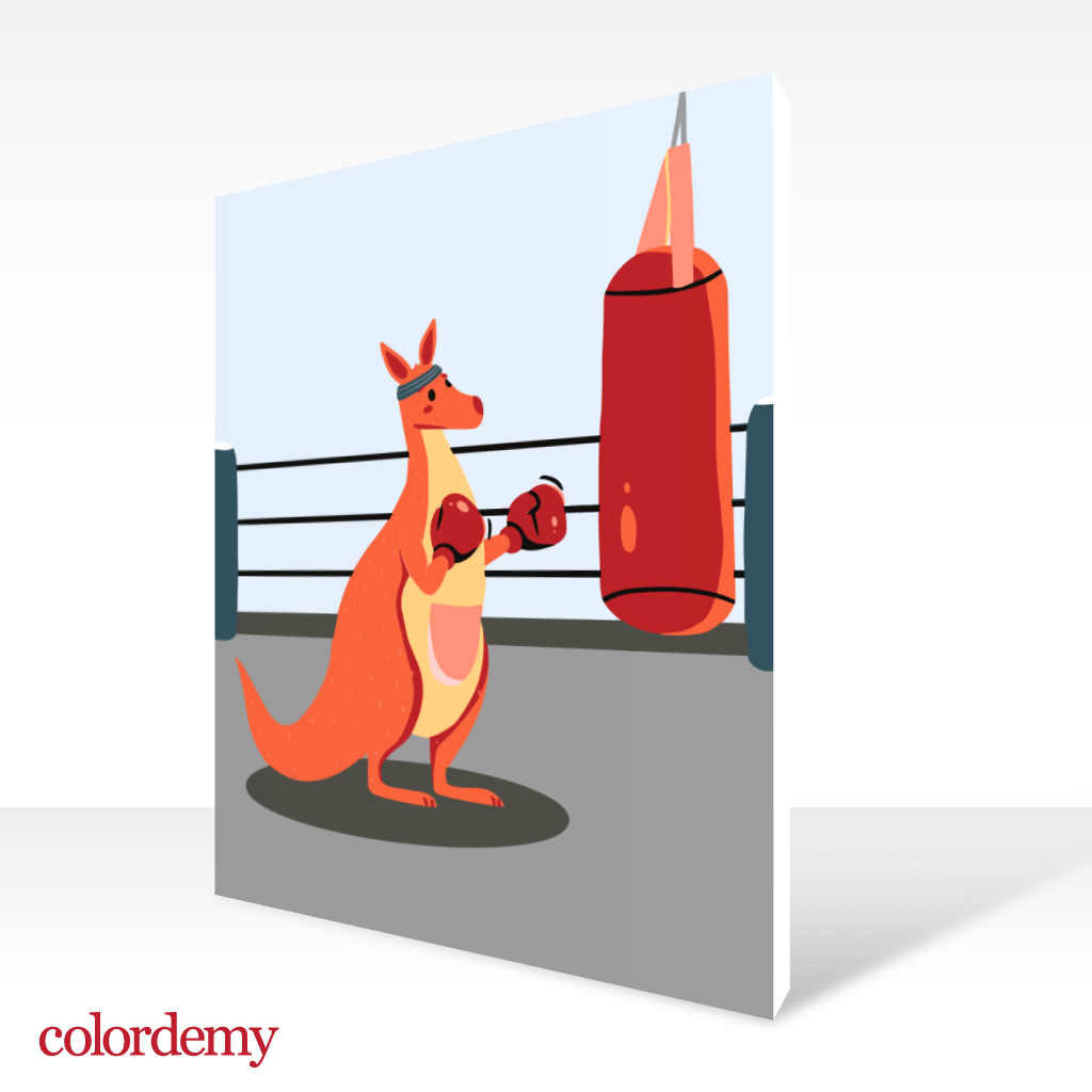 40x50cm Paint by Numbers Kit:  Kangaroo Champion: Boxing Glory