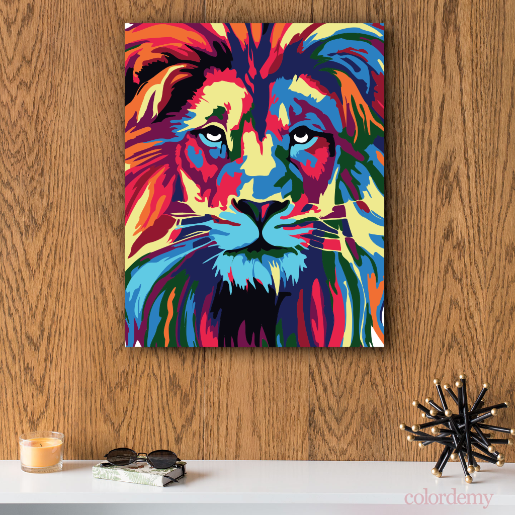 Lion Pop Art - Mini Paint by Numbers, Painting by Numbers Framed