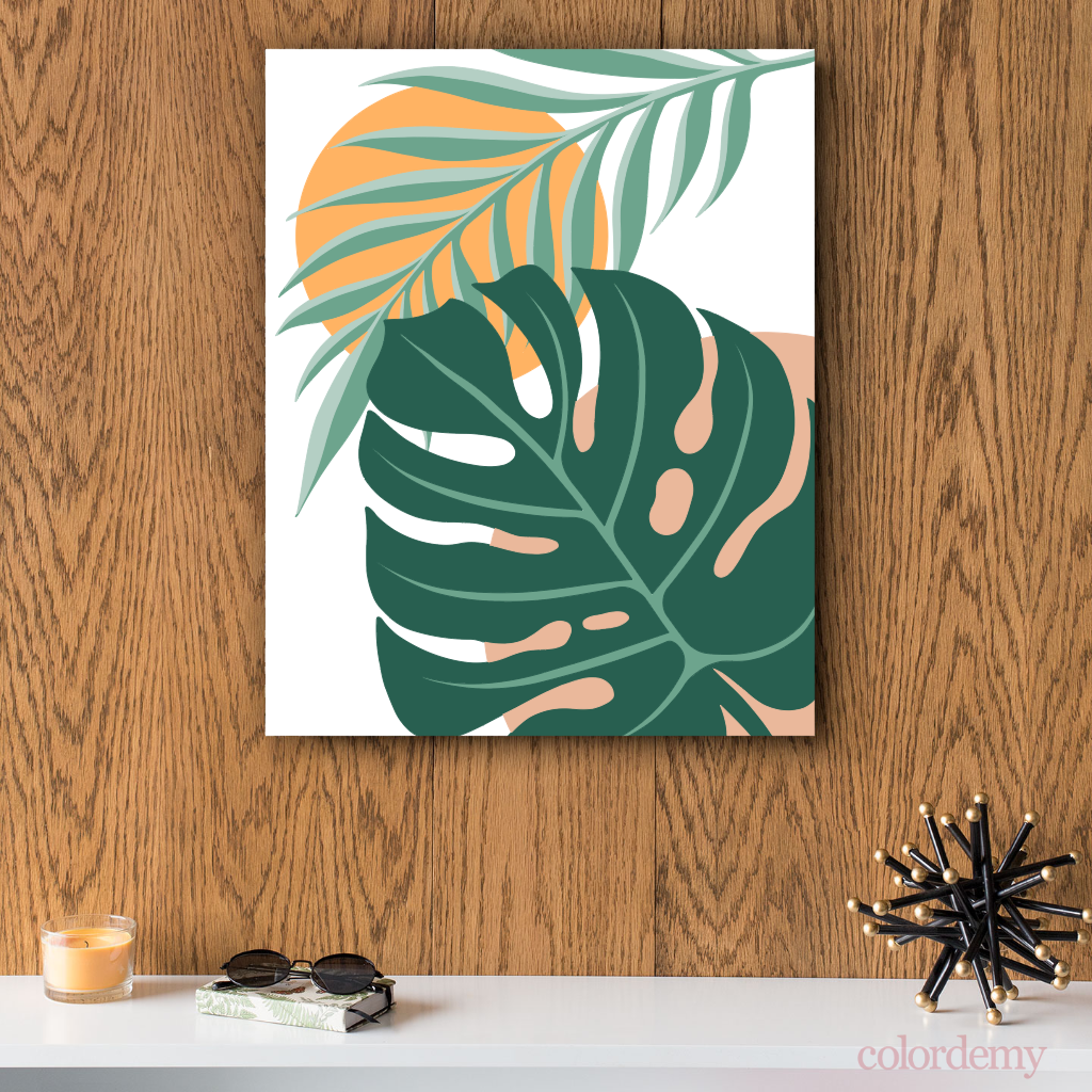 40x50cm Paint by Numbers Kit: Monstera Majesty: Leaf of Elegance