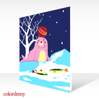 40x50cm Paint by Numbers Kit: Snowy Serenity: Pink Simple Seal