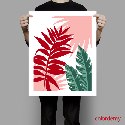 40x50cm Paint by Numbers Kit: Leaves of Contrast: Red and Green Beauty