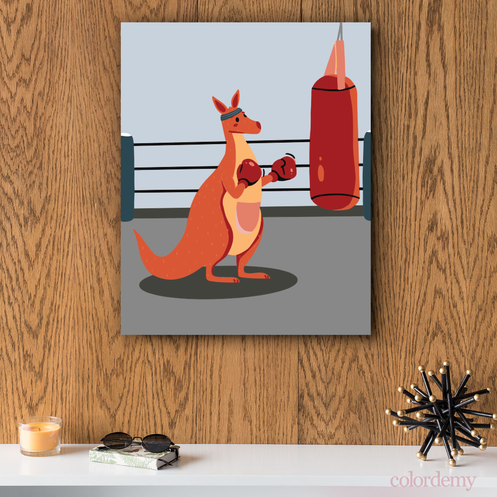 40x50cm Paint by Numbers Kit:  Kangaroo Champion: Boxing Glory