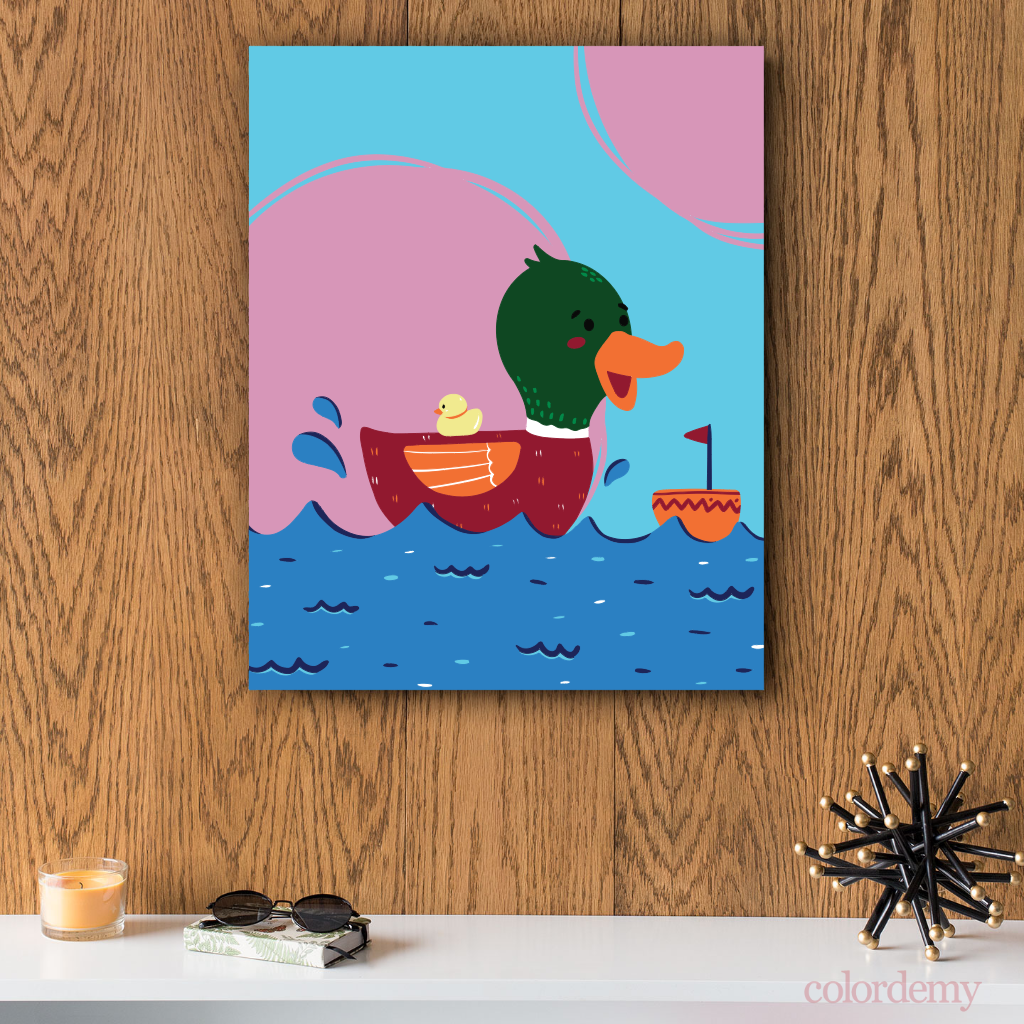 40x50cm Paint by Numbers Kit: Maternal Magic: Colourful Mother Duck