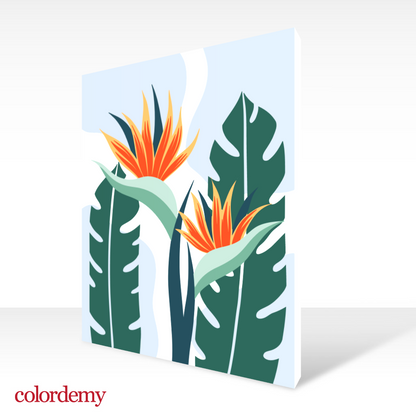 40x50cm Paint by Numbers Kit: Exotic Blooms: Leaves with Vibrant Orange Flower