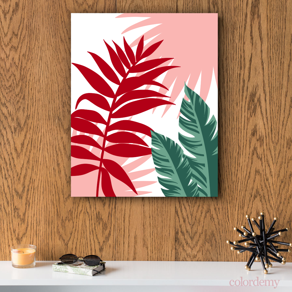 40x50cm Paint by Numbers Kit: Leaves of Contrast: Red and Green Beauty