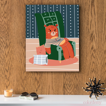 40x50cm Paint by Numbers kit: Cosy Corner: Lazy Bear on a Chair