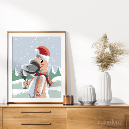 40x50cm Paint by Numbers Kit: Festive Surprise: Christmas Platypus