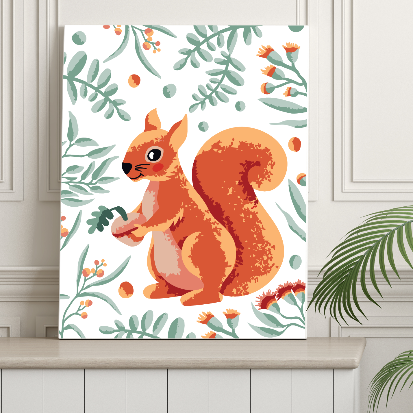 40x50cm Paint by Numbers Kit: Woodland Whimsy: Squirrel with Leafy Background