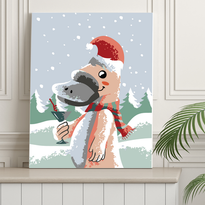 40x50cm Paint by Numbers Kit: Festive Surprise: Christmas Platypus