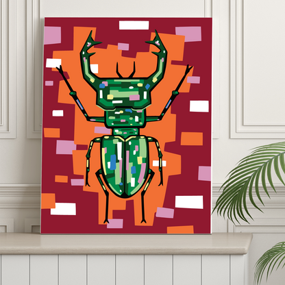 40x50cm Paint by Numbers Kit: Radiant Stag: Colourful Warm Stag Beetle