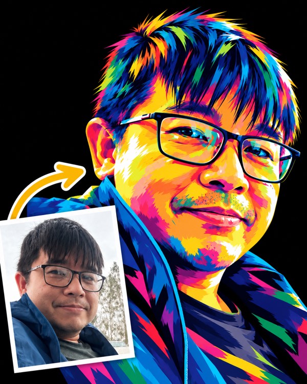 Bold in Black: a photo of a person turned into this style