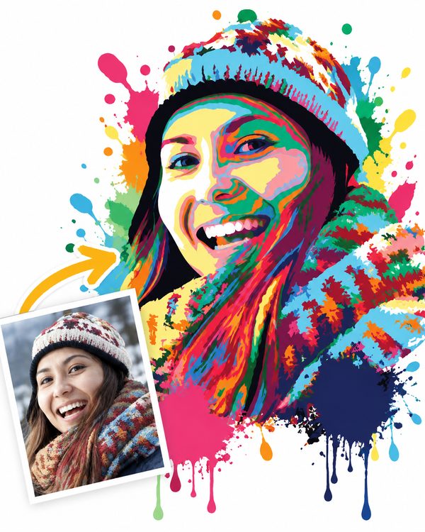 Pop Art — White: a photo of a person turned into this style