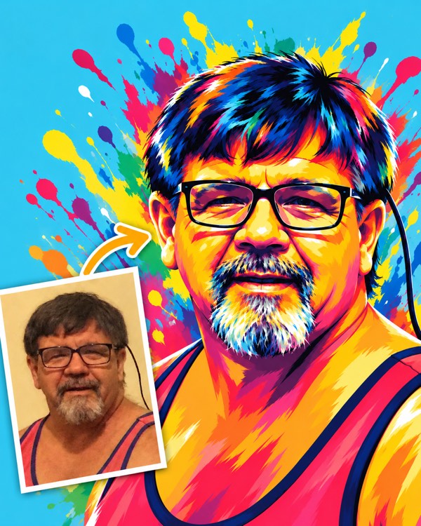 Pop Party: a photo of a person turned into this style